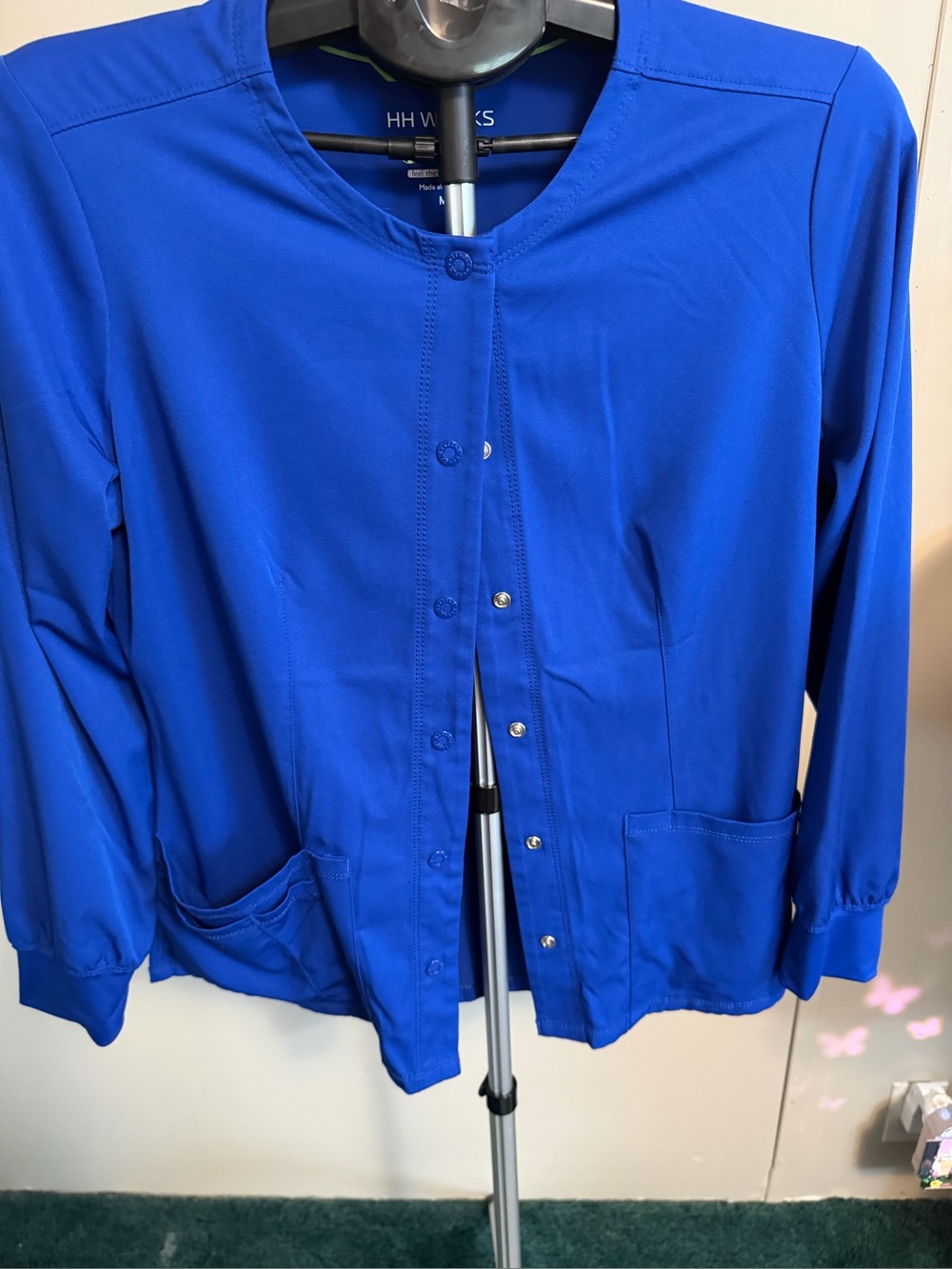 Healing Hands HH Works blue scrub jacket  size medium